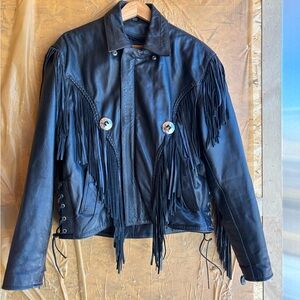 Leather Gallery Black Leather Motorcycle Jacket 
Size Large